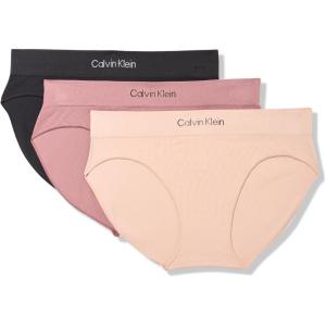 imageCalvin Klein Womens Seamless Rib Brief 3 PackBlackCedarRose Taupe