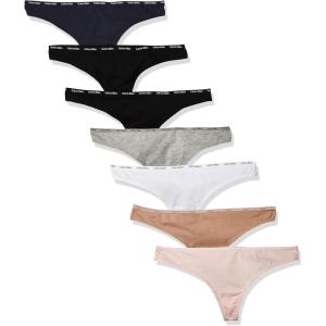 imageCalvin Klein Womens Signature Cotton Logo Stretch Thong Panties MultipackBlkHny AlmndNymphsSpeakeasyWhtGry Htr