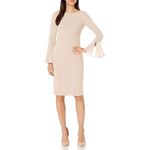 imageCalvin Klein Womens Solid Sheath with Chiffon Bell Sleeves DressBlossom