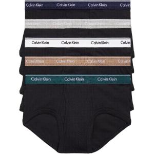 imageCalvin Klein underwear Mens Cotton Classic Fit 4Pack BriefsBlack W Natural Gray  Grey Heather  White  Night Sky  Ponderosa Pine