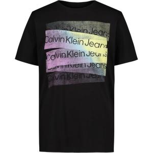 imageCalvin Klein Boys Short Sleeve Graphic Crew Neck TShirt Comfortable Relaxed Fit Stamped Black 1416
