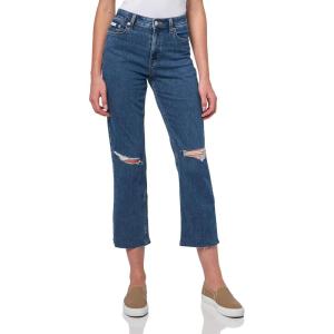 imageCalvin Klein Womens High Rise Straight Fit JeansDestroyed Sea