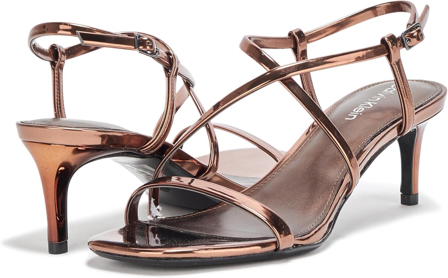 imageCalvin Klein Womens Ishaya Heeled SandalBronze Mirror Metallic