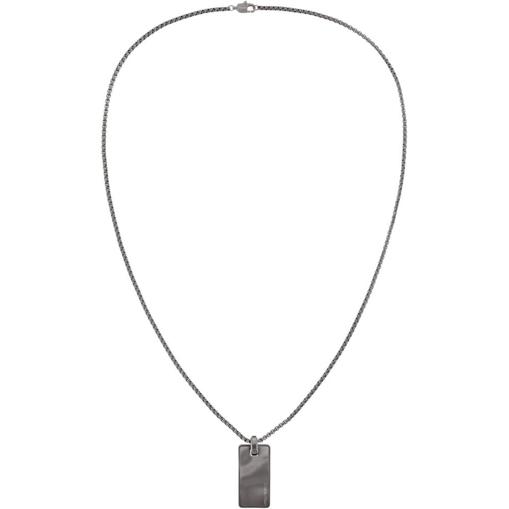 imageCalvin Klein Metallic Waves Dog Tag Necklace Collection for Men  Stainless Steel Lobster Closure  Elegant Everyday Wear  Fashion Accessory Gift for HimGunmetal