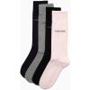 imageCalvin Klein Mens Dress Socks  4 Pack Soft Cotton Blend Striped Crew Socks  Casual Long Work Socks for Men Sizes 712Pink Assorted