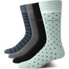 imageCalvin Klein Mens Dress Socks  4 Pack Soft Cotton Blend Striped Crew Socks  Casual Long Work Socks for Men Sizes 712Green Assorted