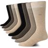 imageCalvin Klein Mens Dress Socks  8 Pack Breathable Cotton Blend Crew Socks  Casual Long Work Sock for Men Sizes 712Tan Solid