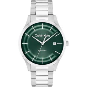 imageCalvin Klein Mens CK Iconic  40mm 3H Automatic Watch  Stainless Steel Bracelet  Water Resistance 30 Meters  SelfWinding Mechanical Movement  Luxury Timepiece  Gift for HimSilverGreen