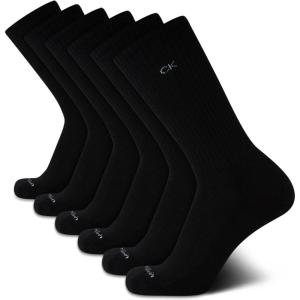 imageCalvin Klein Mens Dress Crew NonBinding Cotton Socks 6PackBlack Logo