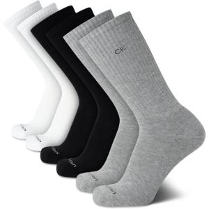 imageCalvin Klein Mens Dress Crew NonBinding Cotton Socks 6PackGreyBlackWhite