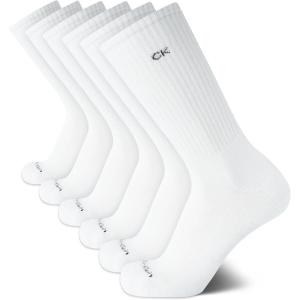 imageCalvin Klein Mens Dress Crew NonBinding Cotton Socks 6PackWhite Logo