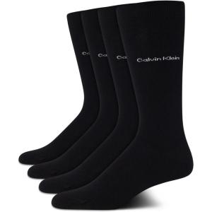imageCalvin Klein Mens Dress Socks  4 Pack Soft Cotton Blend Striped Crew Socks  Casual Long Work Socks for Men Sizes 712All Black