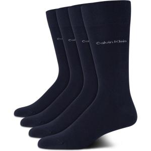 imageCalvin Klein Mens Dress Socks  4 Pack Soft Cotton Blend Striped Crew Socks  Casual Long Work Socks for Men Sizes 712All Navy