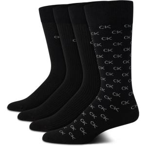imageCalvin Klein Mens Dress Socks  4 Pack Soft Cotton Blend Striped Crew Socks  Casual Long Work Socks for Men Sizes 712Black Logo