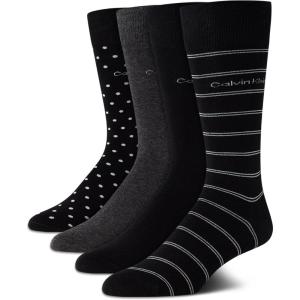 imageCalvin Klein Mens Dress Socks  4 Pack Soft Cotton Blend Striped Crew Socks  Casual Long Work Socks for Men Sizes 712Black Stripe
