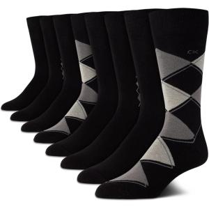 imageCalvin Klein Mens Dress Socks  8 Pack Breathable Cotton Blend Crew Socks  Casual Long Work Sock for Men Sizes 712Black Argyle