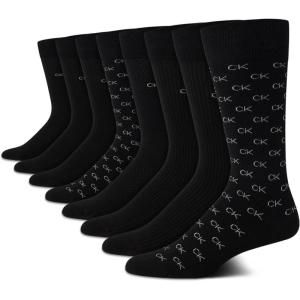 imageCalvin Klein Mens Dress Socks  8 Pack Breathable Cotton Blend Crew Socks  Casual Long Work Sock for Men Sizes 712Black Logo