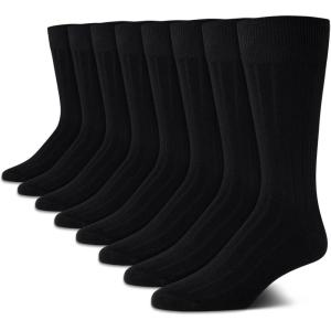 imageCalvin Klein Mens Dress Socks  8 Pack Breathable Cotton Blend Crew Socks  Casual Long Work Sock for Men Sizes 712Black Texture