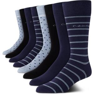 imageCalvin Klein Mens Dress Socks  8 Pack Breathable Cotton Blend Crew Socks  Casual Long Work Sock for Men Sizes 712Blue Stripe