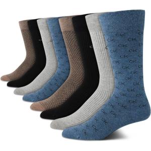 imageCalvin Klein Mens Dress Socks  8 Pack Breathable Cotton Blend Crew Socks  Casual Long Work Sock for Men Sizes 712BlueTan Assorted