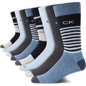 imageCalvin Klein Mens Dress Socks  8 Pack Breathable Cotton Blend Crew Socks  Casual Long Work Sock for Men Sizes 712Denim Assorted