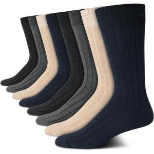 imageCalvin Klein Mens Dress Socks  8 Pack Breathable Cotton Blend Crew Socks  Casual Long Work Sock for Men Sizes 712DenimOatmeal Solid