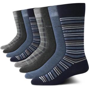 imageCalvin Klein Mens Dress Socks  8 Pack Breathable Cotton Blend Crew Socks  Casual Long Work Sock for Men Sizes 712Navy Assorted