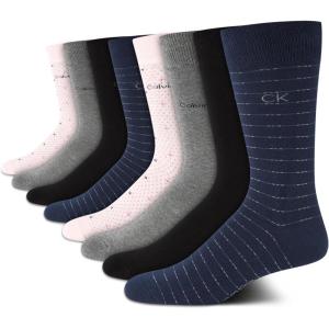 imageCalvin Klein Mens Dress Socks  8 Pack Breathable Cotton Blend Crew Socks  Casual Long Work Sock for Men Sizes 712NavyPink Assorted