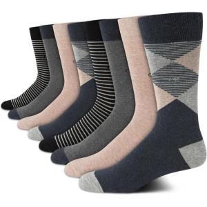 imageCalvin Klein Mens Dress Socks  8 Pack Breathable Cotton Blend Crew Socks  Casual Long Work Sock for Men Sizes 712OatmealGrey Asstd
