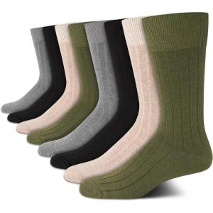 imageCalvin Klein Mens Dress Socks  8 Pack Breathable Cotton Blend Crew Socks  Casual Long Work Sock for Men Sizes 712Olive Assorted