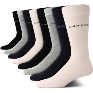 imageCalvin Klein Mens Dress Socks  8 Pack Breathable Cotton Blend Crew Socks  Casual Long Work Sock for Men Sizes 712Pink Assorted
