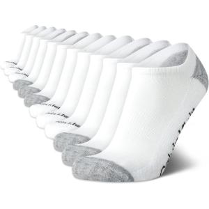 imageCalvin Klein Mens No Show Lightweight Cushioned Low Cut Socks 12 PackAll White