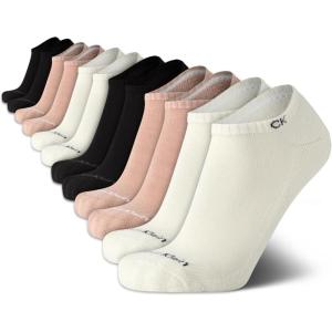 imageCalvin Klein Mens No Show Lightweight Cushioned Low Cut Socks 12 PackIvory Assorted