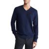 imageCalvin Klein Mens Extra Fine Merino Wool Blend VNeck SweaterDark Sapphire