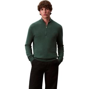 imageCalvin Klein Mens Wool Blend Quarter Zip SweaterHunter Green