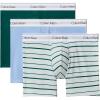 imageCalvin Klein mens Icon Cotton Stretch 3pack Boxer BriefTurfLogo Split Stripesrout Green Frozen Fjord