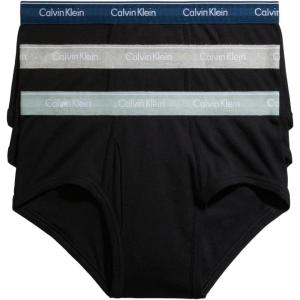 imageCalvin Klein Mens Cotton Classics 3Pack BriefBlack Bodies W Classic Navy  Sage Meadow  Grey Heather