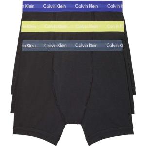 imageCalvin Klein Mens Cotton Stretch 3Pack Boxer BriefBlack Bodies W Hemisphere Blue  Direct Green  Blue Flannel
