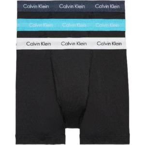 imageCalvin Klein Mens Cotton Stretch 3Pack Boxer BriefBlack Bodies W Spellbound  White  Blue Atoll Wb