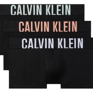 imageCalvin Klein Mens Intense Power 3Pack Low Rise TrunkBlack Bodies W Papaya Punch  White  Moonlight Jade Logos