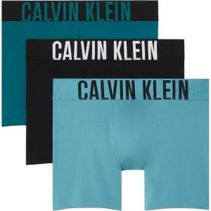 imageCalvin Klein mens Intense Power 3pack Boxer BriefAqua Bar  Black  Brisk Blue