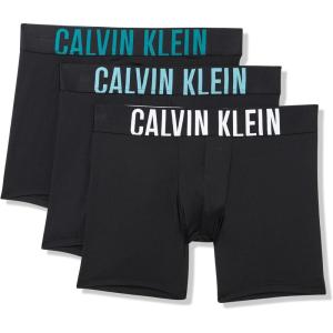 imageCalvin Klein mens Intense Power 3pack Boxer BriefBlack Bodies W Aqua Bar  White  Brisk Blue Logos