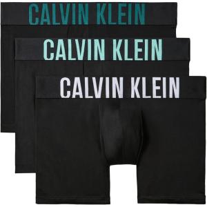 imageCalvin Klein mens Intense Power 3pack Boxer BriefBlack Bodies W WhiteTickled GreenMediterranea Logos