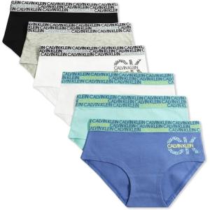 imageCalvin Klein Girls Underwear Cotton Hipster Panties 6 PackBlueHeatherBlack