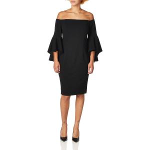 imageCalvin Klein Womens Off Shoulder Ruffle Sleeve Sheath DressBlack 3