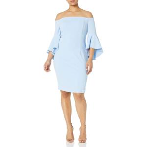 imageCalvin Klein Womens Off Shoulder Ruffle Sleeve Sheath DressSerene