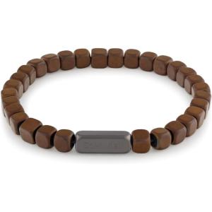 imageCalvin Klein Mens Jewelry  Square Hematite Beaded Bracelet  Adjustable and Comfortable  Fashion Statement for Everyday Wear  Gift for HimBrown Matte