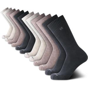 imageCalvin Klein Mens Crew Socks  12 Pack Cushioned Breathable Athletic Performance Crew Socks for Men for Sports ampamp RunningBlue Beige Assorted