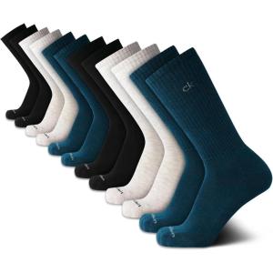 imageCalvin Klein Mens Crew Socks  12 Pack Cushioned Breathable Athletic Performance Crew Socks for Men for Sports ampamp RunningBlue Multi