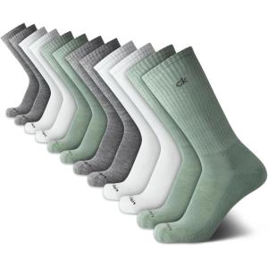 imageCalvin Klein Mens Crew Socks  12 Pack Cushioned Breathable Athletic Performance Crew Socks for Men for Sports ampamp RunningGreen Assorted